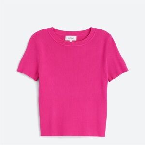 Kaileigh Ribbed Fuchsia Short Sleeve Top